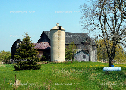 Wooden Barn, Silo, outdoors, outside, exterior, rural, building, Door County, Green Bay Peninsula, Wisconsin