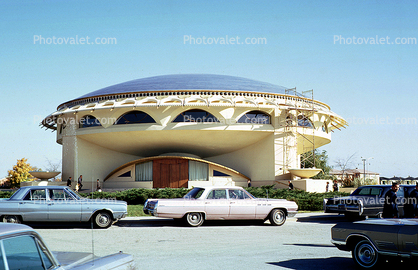 Annunciation Greek Orthodox Church, space-age, flying saucer, Eastern Orthodox Church, unique building, Cars, automobile, vehicles, 1960s, UFO