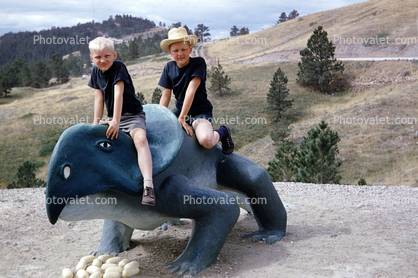 Boys at Dinosaur Park, Eggs, Nest, Rapid City, 1950s