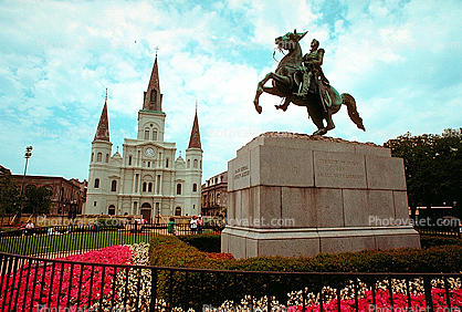 Jackson Square, Horse Statue, Saint Louis Cathedral, Cathedral-Basilica of Saint Louis King of France, French Quarter