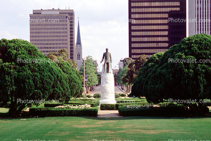Statue, skyline, buildings, Baton Rouge