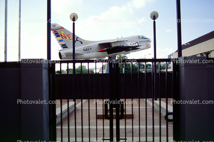 A-7E Corsair jet attack aircraft from the Vietnam era, Louisiana Memorial Plaza, Baton Rouge