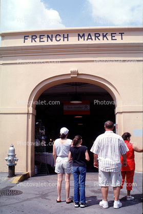 French Market, building, people, back, fire hydrant, the French Quarter
