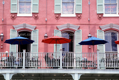 Balcony, Guardrail, Building, Parasol, the French Quarter