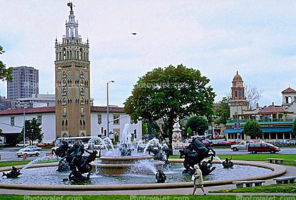 J.C. Nichols Memorial Fountain, Statue, Statuary, Sculpture, Tower, Landmark