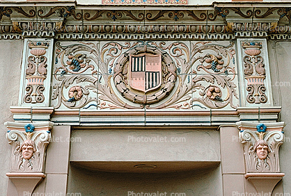 47th Street, Tilework, Tile, bar-relief, crest, shield, ornate, faces, opulant, frieze