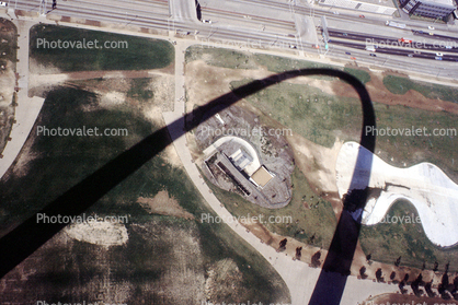 The Gateway Arch, looking-down, shadow, 1981, 1980s