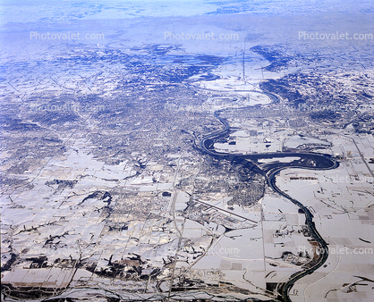 Missouri River, Offutt Air Force Base, AFB, Omaha, city, fields