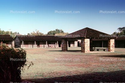 Fortress, buildings, log cabins, Old Fort Gibson, Muskogee County