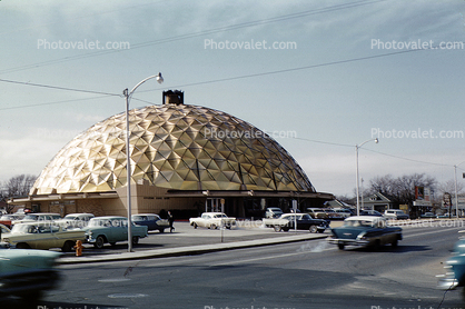 First National Bank Building, Geodesic Dome, cars, 1950s