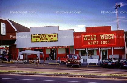Country Star Cafe, Wild West Shirt Shop, buildings, 23 October 1993
