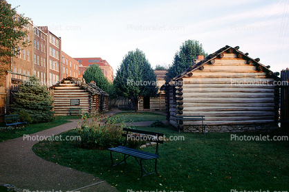 log cabin, buildings, Fort Nashborough, 24 October 1993