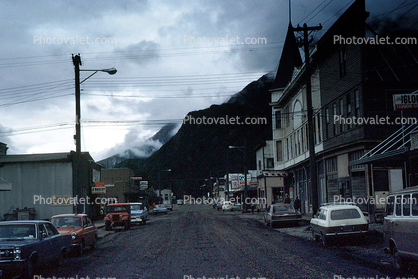 cars, buildings, vehicles, automobiles, Skagway, 1960s