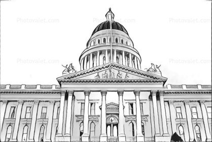 California State Capitol Pencil Sketch, Abstract