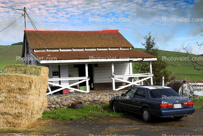 Car, Cottage, Hay, Building, House, Home, Two-Rock, Sonoma County
