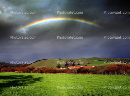 Buildings, Fields, Trees, Rainbow, Two-Rock, Sonoma County