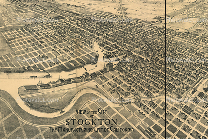 Stockton aerial map, 1890's