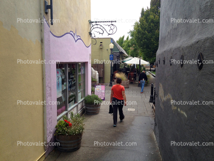 Walkway, alley, alleyway, Downtown Petaluma Buildings, stores