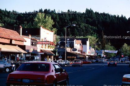 Shops, Calistoga, buildings, cars, stores, downtown, 11 April 1987