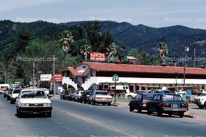 Calistoga, Highway-29, Hance's, Napa Valley, buildings, cars, shops, stores, automobile, vehicles, downtown Calistoga, 12 April 1987