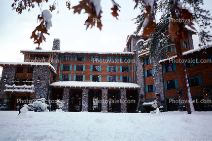 Ahwahnee Hotel, snow, tree, Ice, Icy, Winter, Historic Building, Landmark