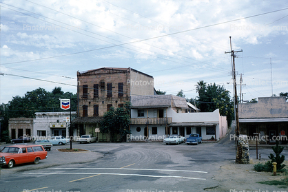 IOOF Hall, Chevron Gas Station, Mokelumne Hill, Calaveras County, July 1974