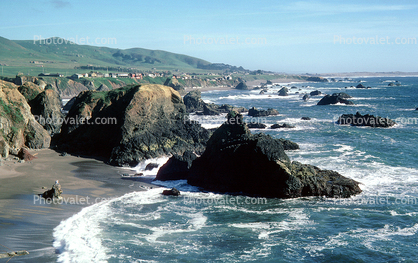 Rocky Coastline, north of, Bodega Bay, Pacific Ocean, Sonoma County, 1978, 1970s