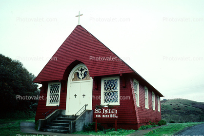 Saint Helen Church, building, cross, chapel, Marshall Marin County, California