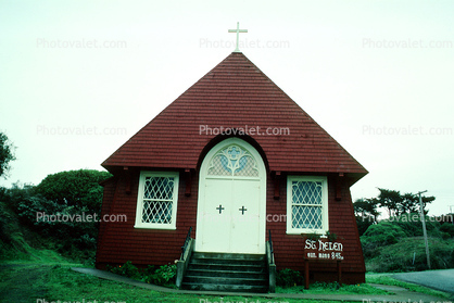 Saint Helen Church, building, cross, chapel, Marshall Marin County, California