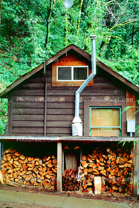 firewood, building, house, home, chimney