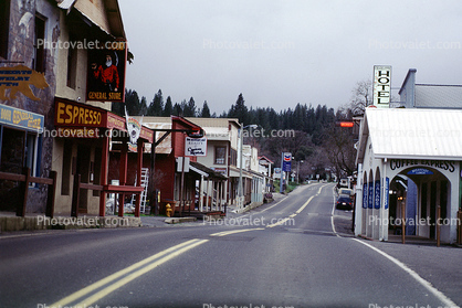 Buildings, shops, Main Street, Highway 120, Groveland, Tuolumne County, California