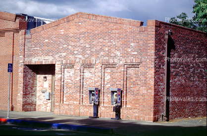 Calistoga, phone booths, brick building