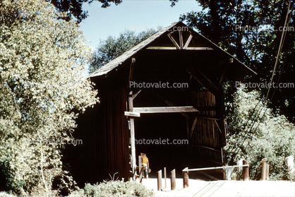 Felton Covered Bridge, Santa Cruz County, Pratt truss design, April 1971, 1970s