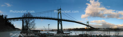 Saint Johns Bridge, Suspension bridge, Willamette River, US Highway-30 Bypass, Panorama