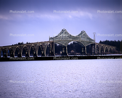 Conde B. McCullough Memorial Bridge, US Highway 101, North Bend, Coos Bay, Coos County, Oregon, Truss Bridge