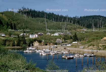 Beach, sand, secluded harbor, Depoe Bay, 1950s