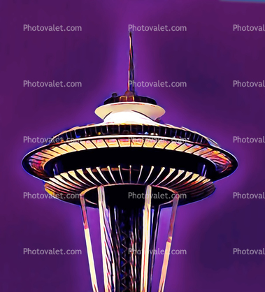 Transcendental Seattle Skyline, buildings, highrise, skyscrapers, paintography