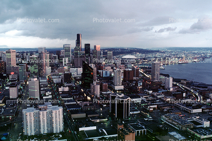 Harbor, Port of Seattle, Downtown Seattle, skyscraper, buildings, November 1985