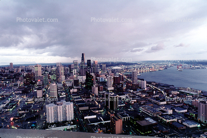 Harbor, Port of Seattle, Downtown Seattle, skyscraper, buildings, November 1985