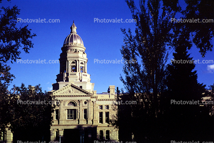 Wyoming State Capitol building, gold dome, tower, Cheyenne