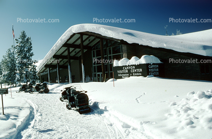 Canyon Visitor Center, building, skimobile, snow, ice, cold, winter