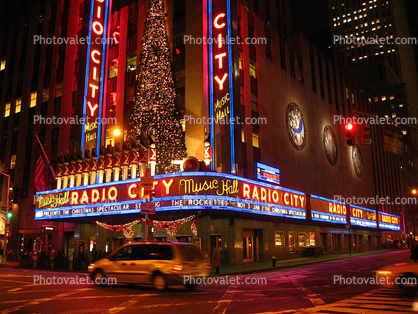 Radio City Music Hall with Newo Lights, Christmas, Street