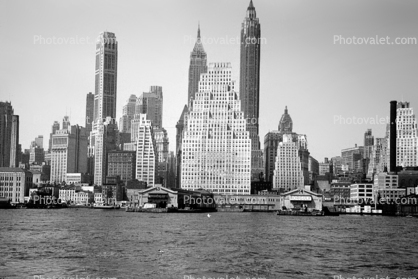 Downtown, docks, piers, waterfront, Manhattan, 1954, 1950s