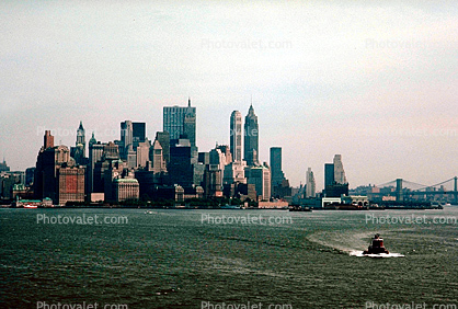 Downtown, waterfront, Moran tugboat, Manhattan, September 1967, 1960s