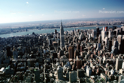 Empire State Building, Hudson River, buildings, skyscrapers, midtown Manhattan