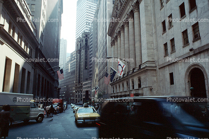 Wall Street, taxi cab, NYSE, buildings