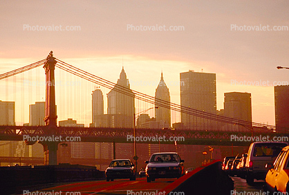 Manhattan-Bridge, East-River, Sunset, Sunclipse, 25 November 1989