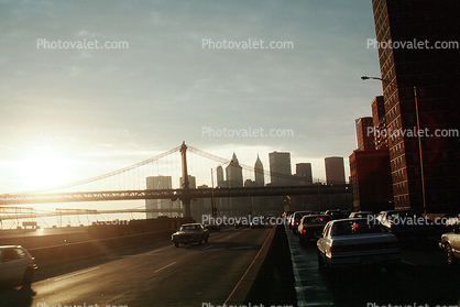 Manhattan-Bridge, East-River, 25 November 1989
