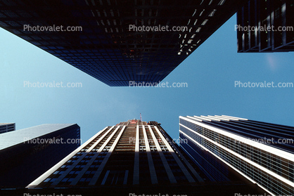 looking-up, buildings, Midtown Manhattan, 27 November 1989