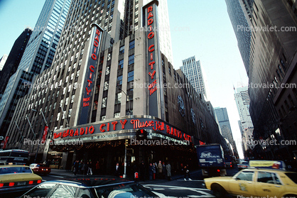 Radio City Music Hall, Taxi Cab, Car, Vehicle, cars, traffic, automobile, vehicles, 27 November 1989